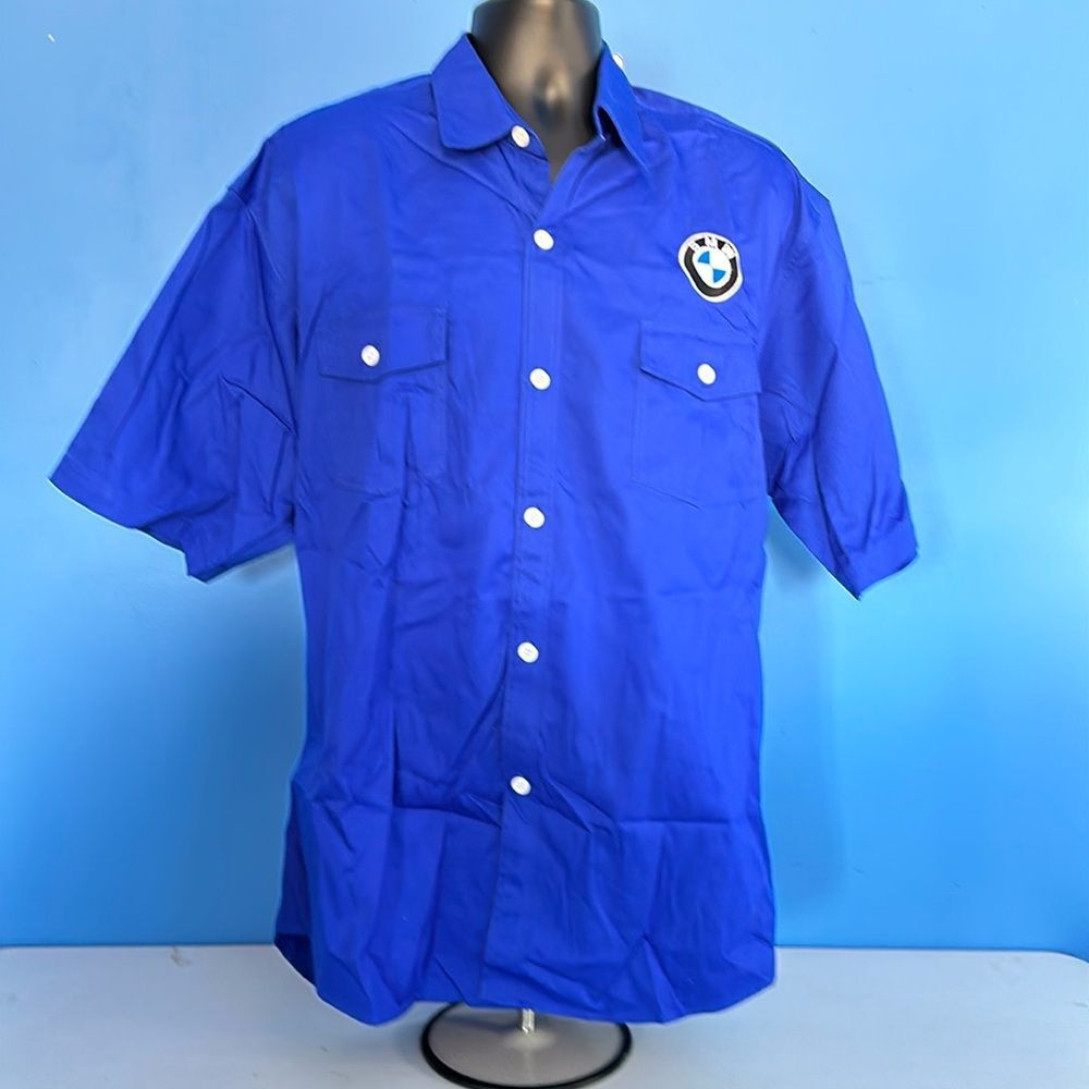 BMW Sport Racing Replica Button Down Crew Shirt Blue Various Sizes